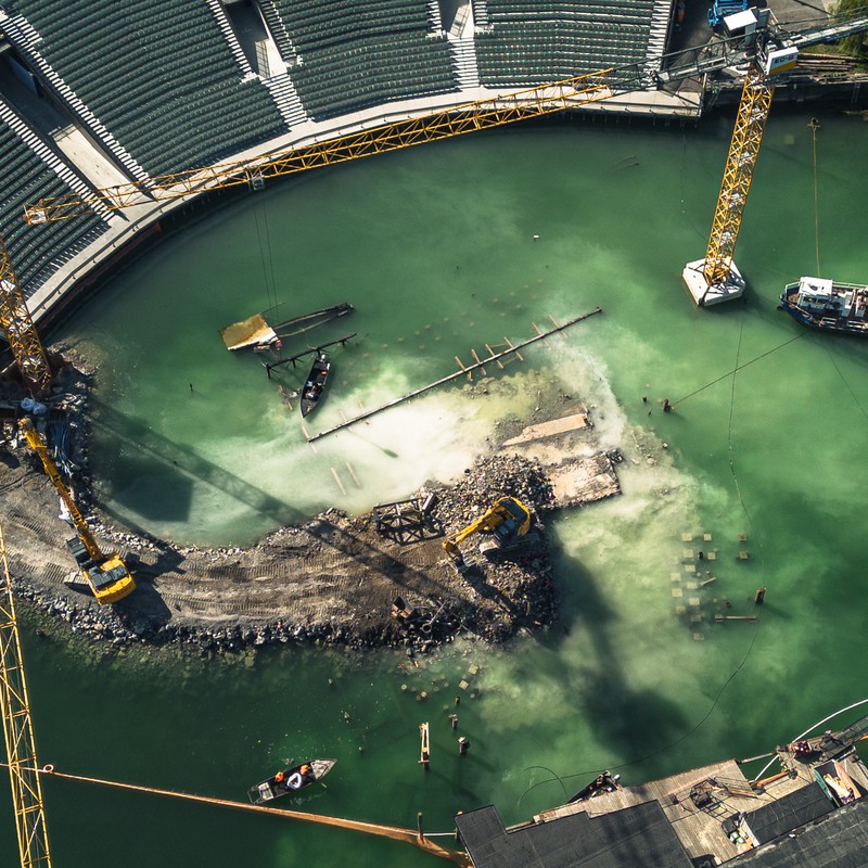 Baustelle der Bregenzer Festbühne am Bodensee