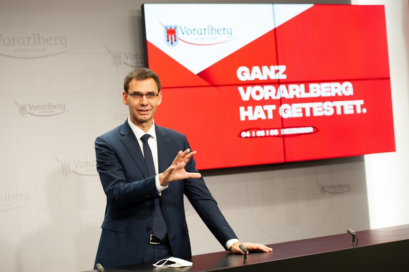 Pressekonferenz Landeshauptmann Wallner, Corona Testung